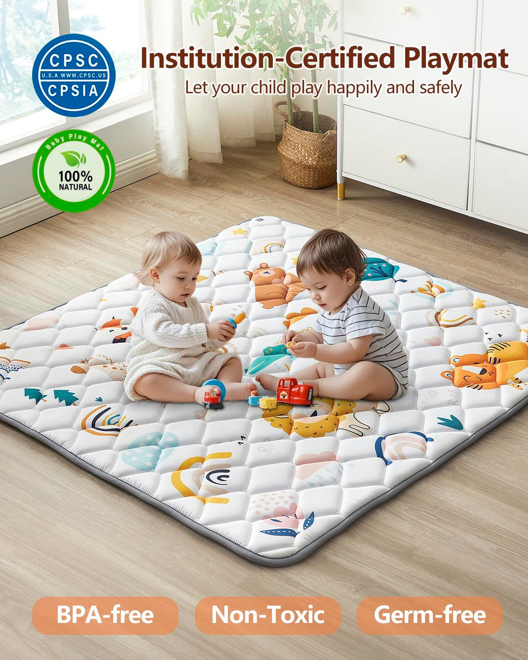 Krabbeldecke Für Baby 110 X 110CM, Krabbelmatte Babymatte Faltbar, Weich und Rutschfest Spielmatte b