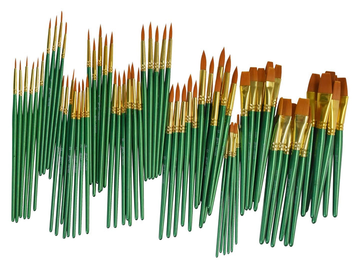 Saxophon optimale Golden Taklon kurzer Griff Pinsel – Verschiedene Grössen – Set aus 72 – Grün