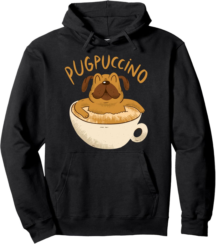 Mops Cappuccino Kaffee Koffein Geschenk Hundehalter Pullover Hoodie