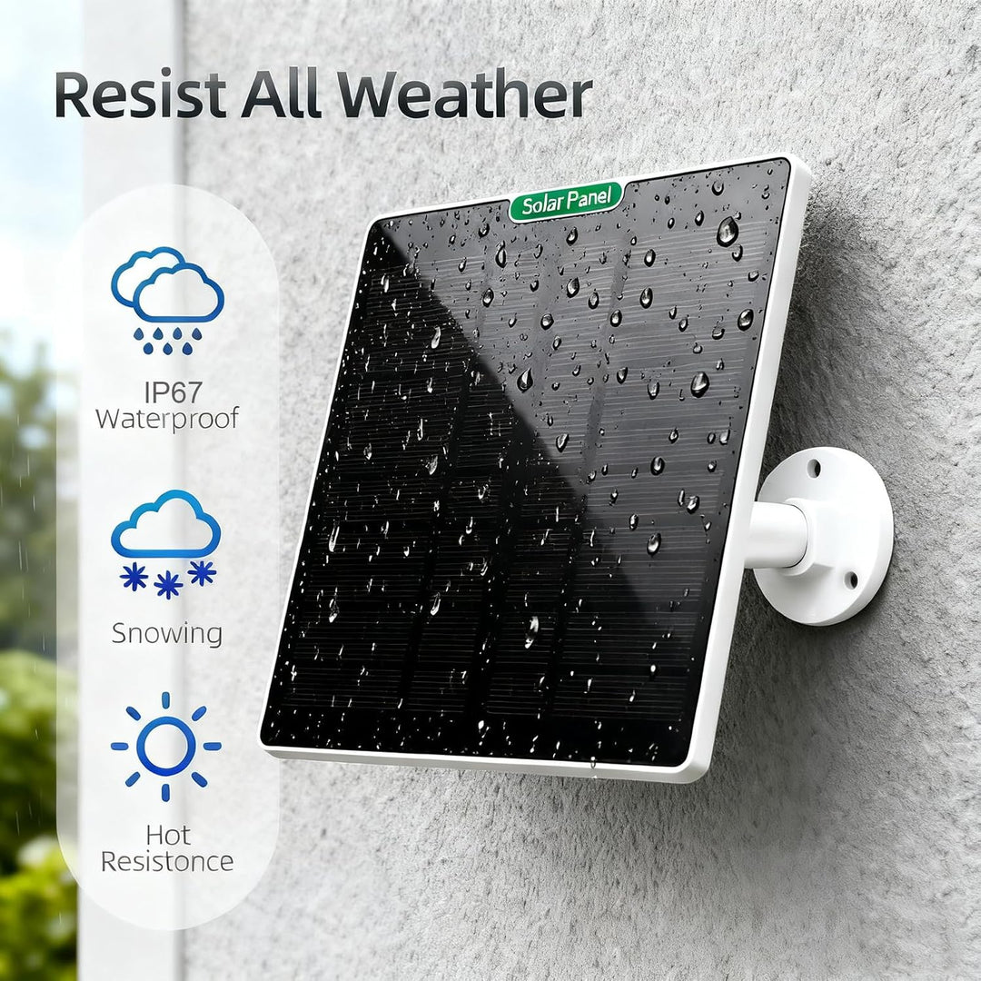 Solarpanel für Überwachungskamera 5W, ETFE Outdoor Solarladegerät mit Micro-USB/Type-C DC, kompatibe