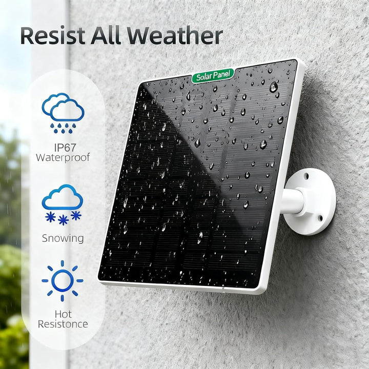 Solarpanel für Überwachungskamera 5W, ETFE Outdoor Solarladegerät mit Micro-USB/Type-C DC, kompatibe