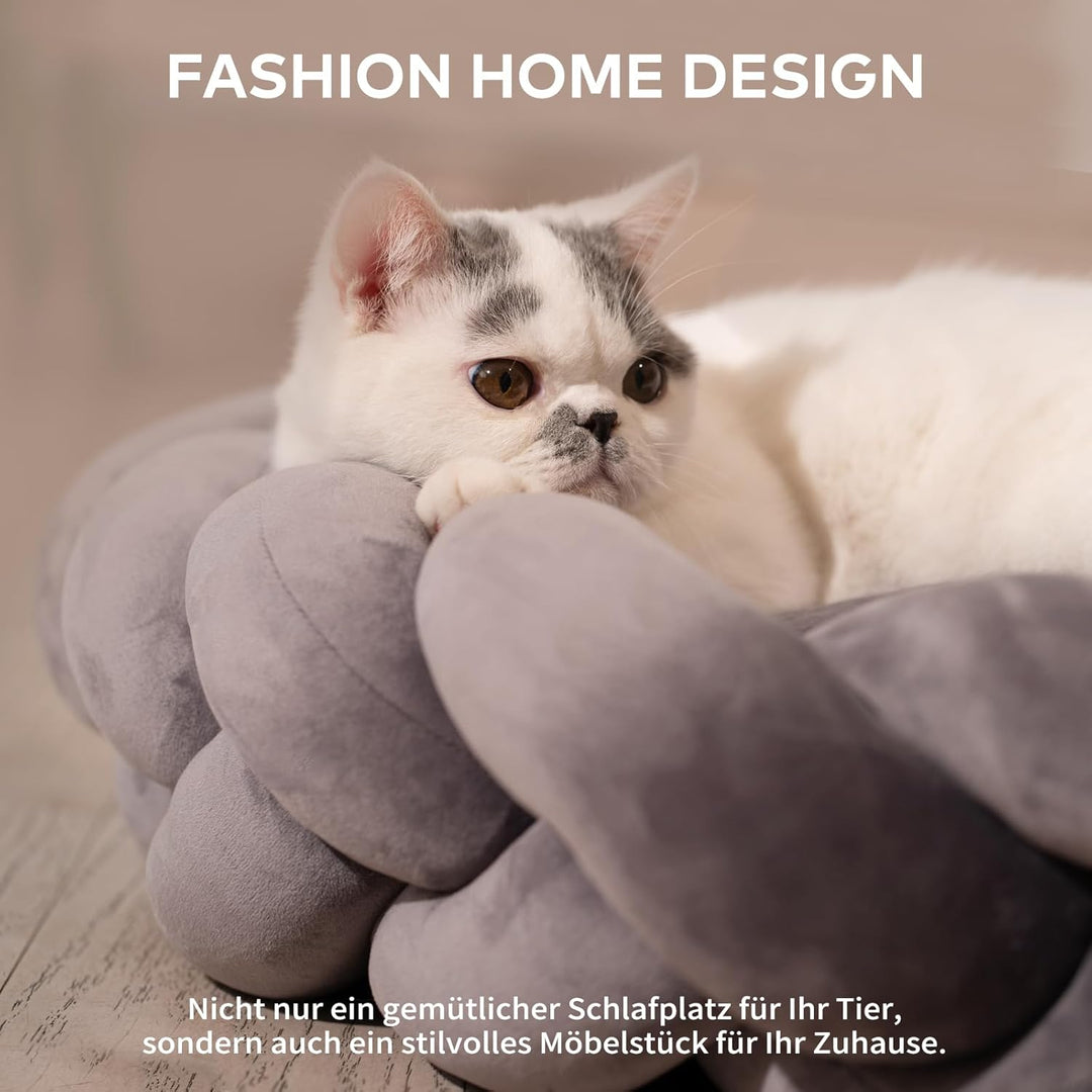 CheerPals Grosses Katzenbett 60cm, Waschbar Geflochtenes Kuschelhöhle, Hundebett mit Hochelastischer