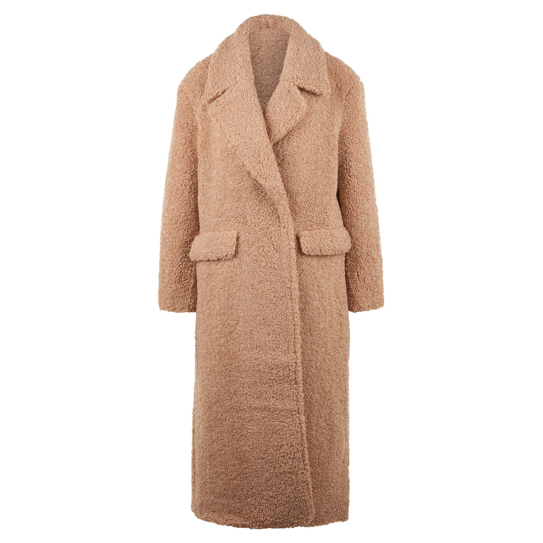 rich&royal Damen Kunstfell Wollmischungs-Mantel, White Coffee, 42