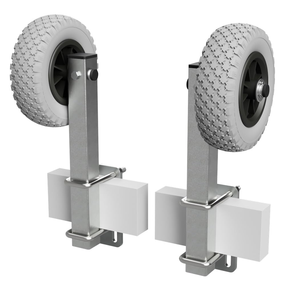 SUPROD 1 Paar Sliprollen mit Stütze, Sliphilfe, Bootstrailer, PU-Reifen, RKSID-200-PU, Ø200 grau/sch