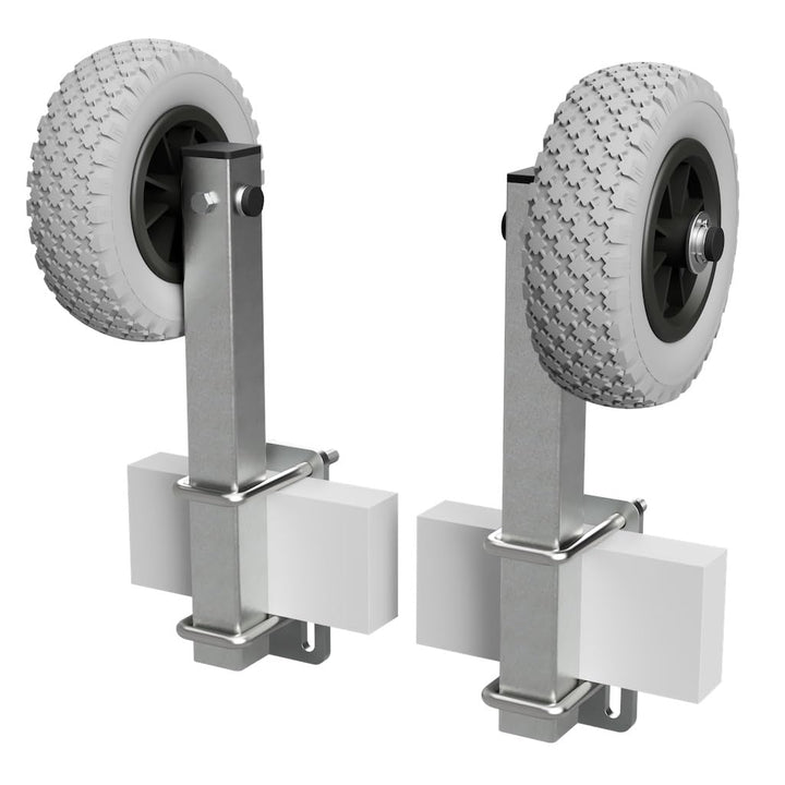 SUPROD 1 Paar Sliprollen mit Stütze, Sliphilfe, Bootstrailer, PU-Reifen, RKSID-200-PU, Ø200 grau/sch