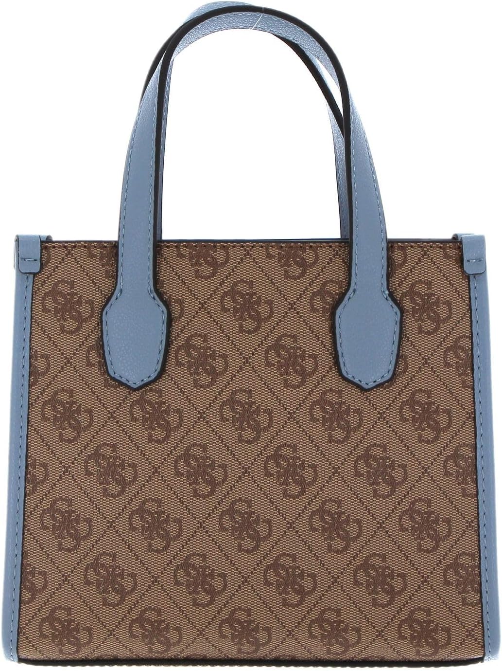 GUESS Damen Silvana Umhängetasche, Mini-Tragetasche, Tragegriff Oben Latte Logo/Schiefer, Latte Logo