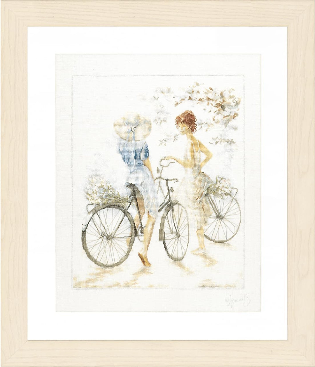 Lanarte Zählmusterpackung Mädchen auf Fahrrad Kreuzstichpackung, Baumwolle, Mehrfarbig, 39 x 49 x 0.