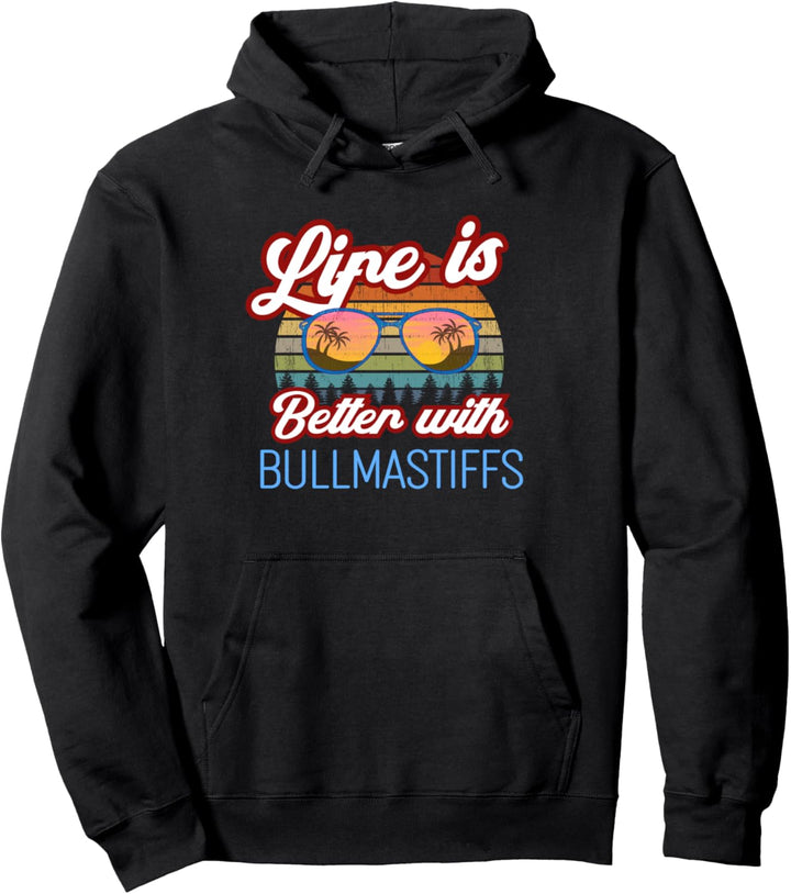 Bullmastiff Retro Sunset//Das Leben ist besser mit Bullmastiffs! Pullover Hoodie