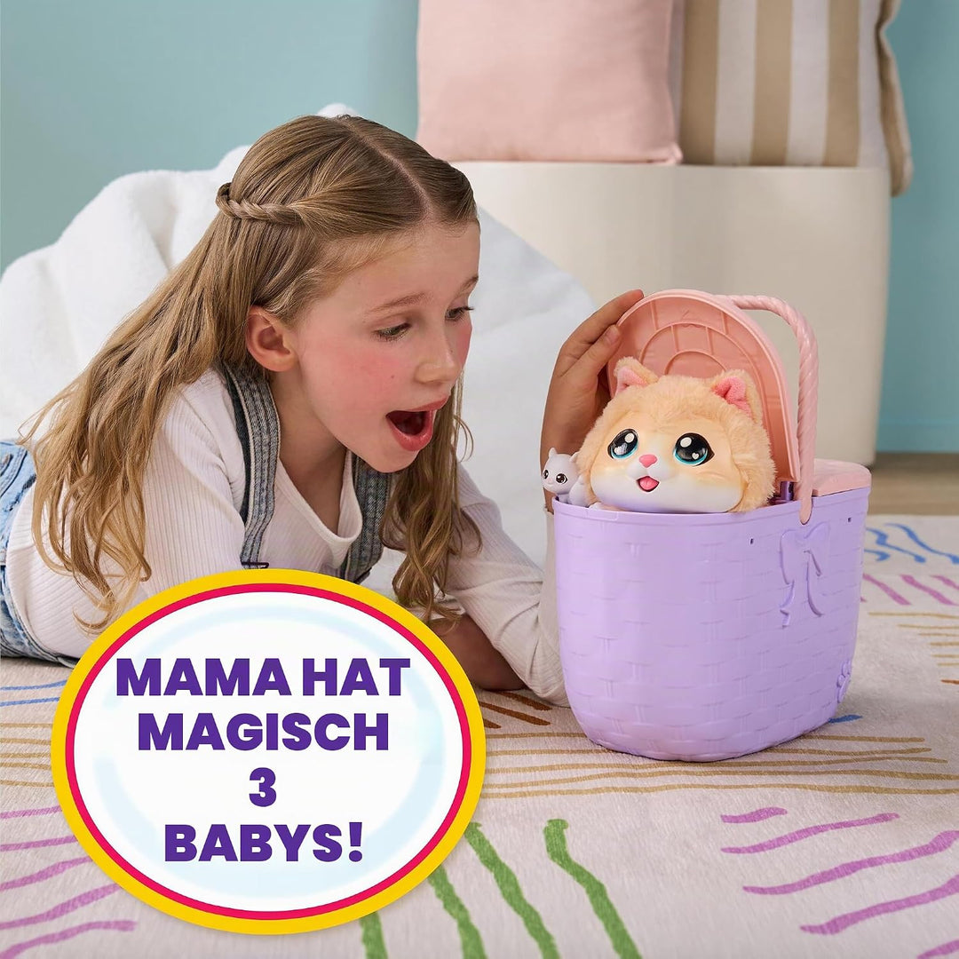 Little Live Pets Mama Surprise Kittens, interaktive Mama mit über 15 Geräuschen und Reaktionen, 3 Üb