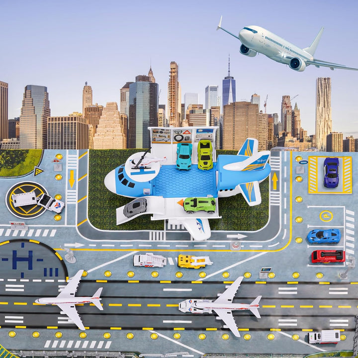 Transport Flugzeug Spielzeug Auto Spielzeug Insgesamt 15 Fortbewegungsmittel mit Verkehrsschildern u