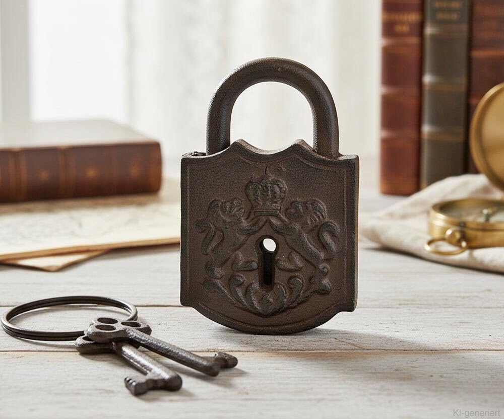 Deko Vorhängeschloss Nostalgie Schloss mit 2 Schlüssel Gusseisen Antik-Stil
