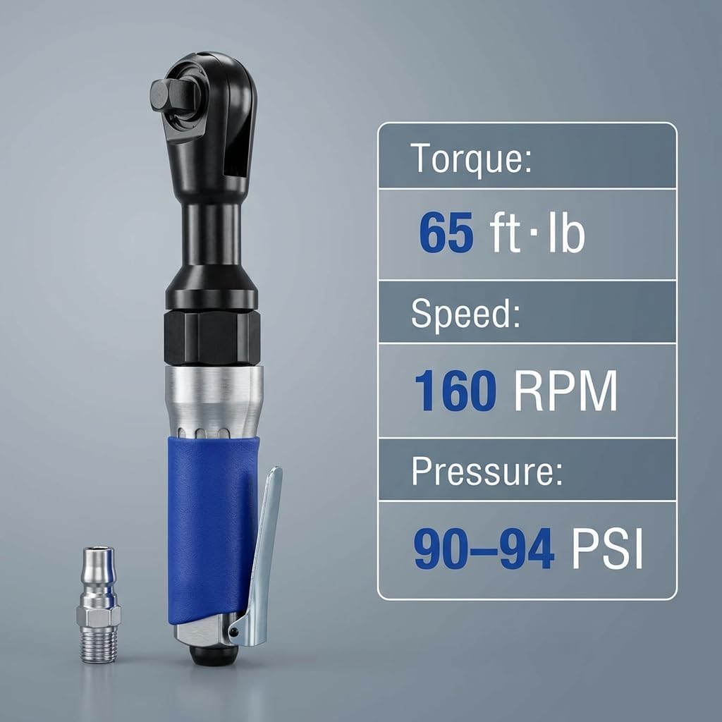 QWORK® Druckluft Ratschenschrauber , 1/2" / 12.5mm , 85 N.M maximales Drehmoment, 1/2"