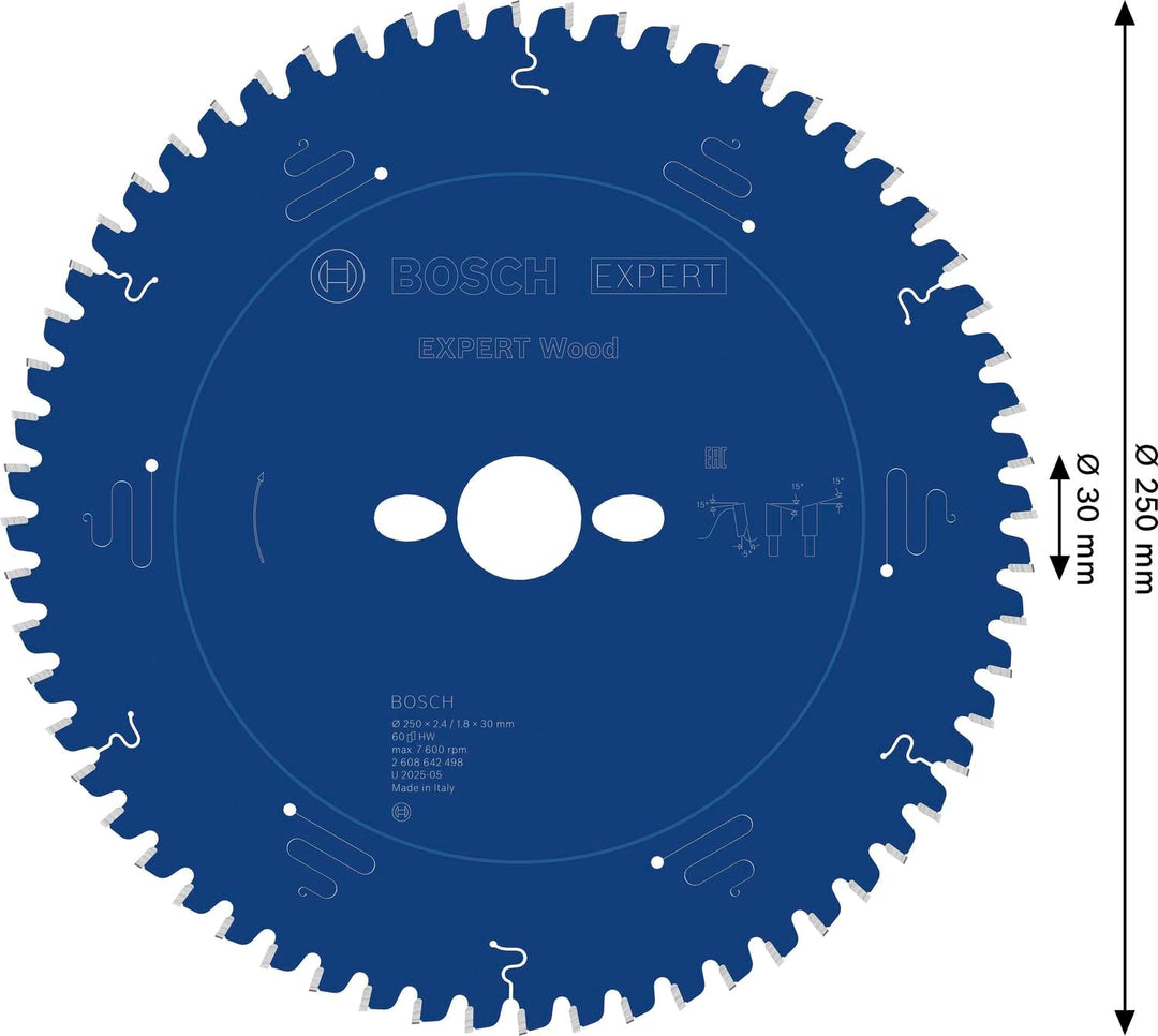 Bosch Professional Kreissägeblatt (für Holz, AussenØ: 250 mm, Bohrung: 30 mm, Zubehör für Kapp- und