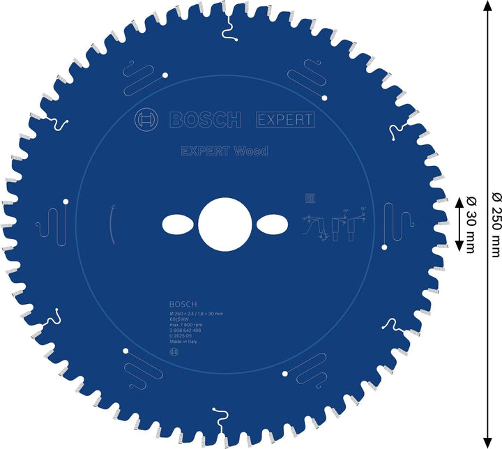 Bosch Professional Kreissägeblatt (für Holz, AussenØ: 250 mm, Bohrung: 30 mm, Zubehör für Kapp- und
