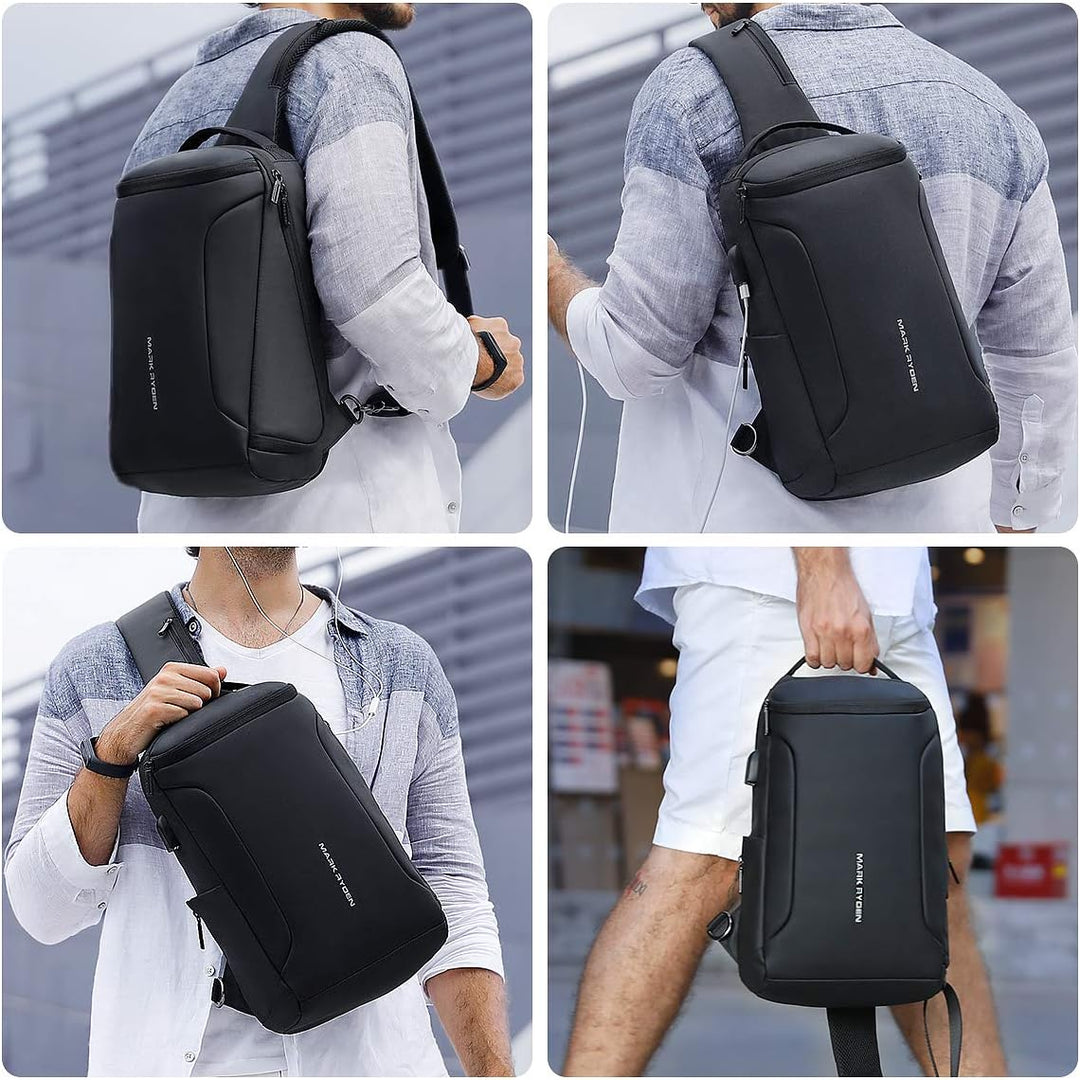 Muzee Umhängetasche，wasserdichter Crossbody Rucksack ，Diebstahlsicherung Rucksack mit mehreren Tasch