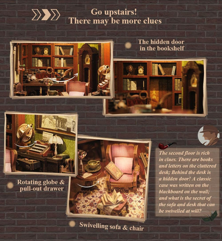 CUTEBEE Book Nook Kit mit Staubschutzhülle–DIY Puppenhäuser Miniatur Haus Kit mit LED-Licht,Booknook