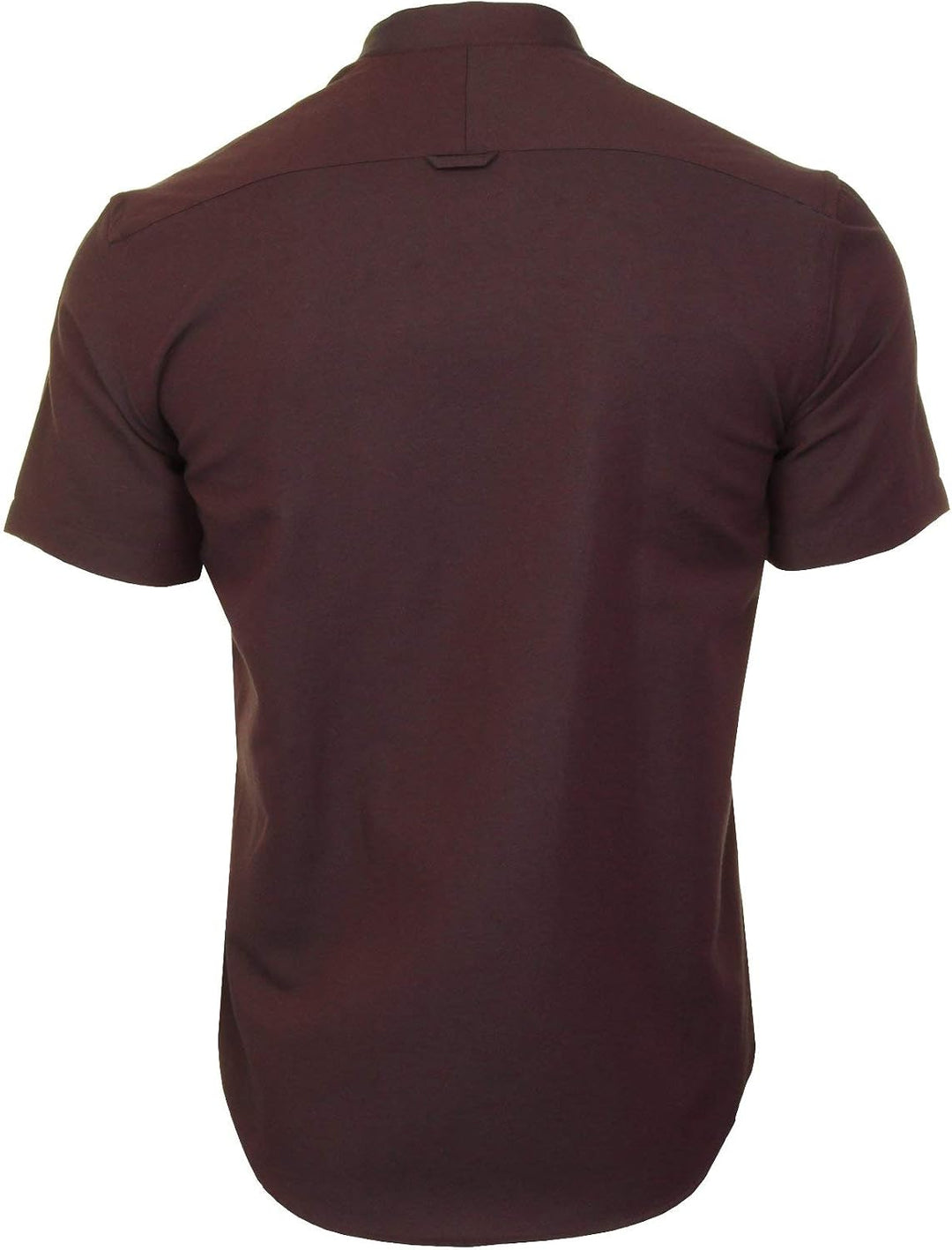 Xact Herren Oxford Grandad-Mandarinkragen Kurzarmhemd XL Dark Burgundy, XL Dark Burgundy