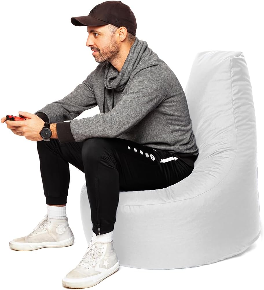 PATCH HOME Gamer Sessel inkl. Würfel Bean Bag Set Ø75cm, 30cm Sitzhöhe, 80cm Höhe + 35x35cm Würfel W