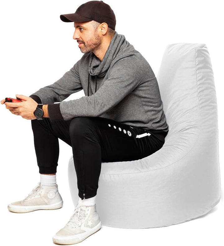PATCH HOME Gamer Sessel inkl. Würfel Bean Bag Set Ø75cm, 30cm Sitzhöhe, 80cm Höhe + 35x35cm Würfel W