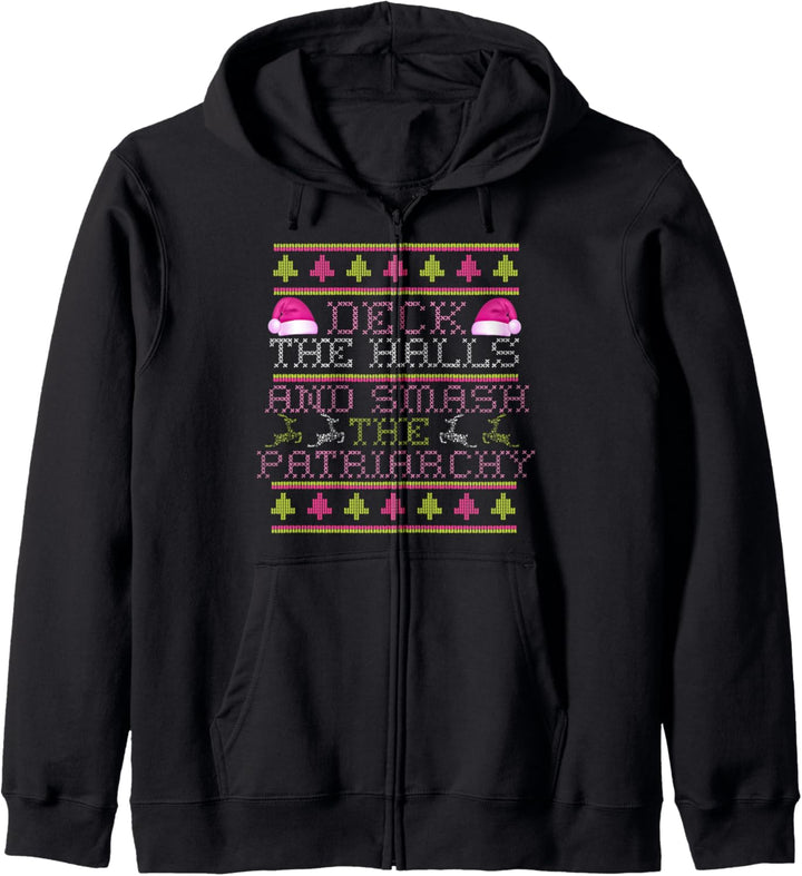 Deck Halls Smash Patriarchy Hässliches Weihnachtsmeme Kapuzenjacke