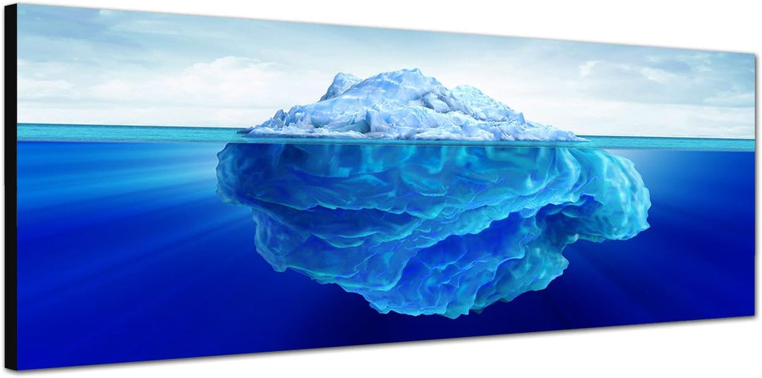 Paul Sinus Art Panoramabild auf Leinwand und Keilrahmen 150x50cm Meer Wasser Eisberg