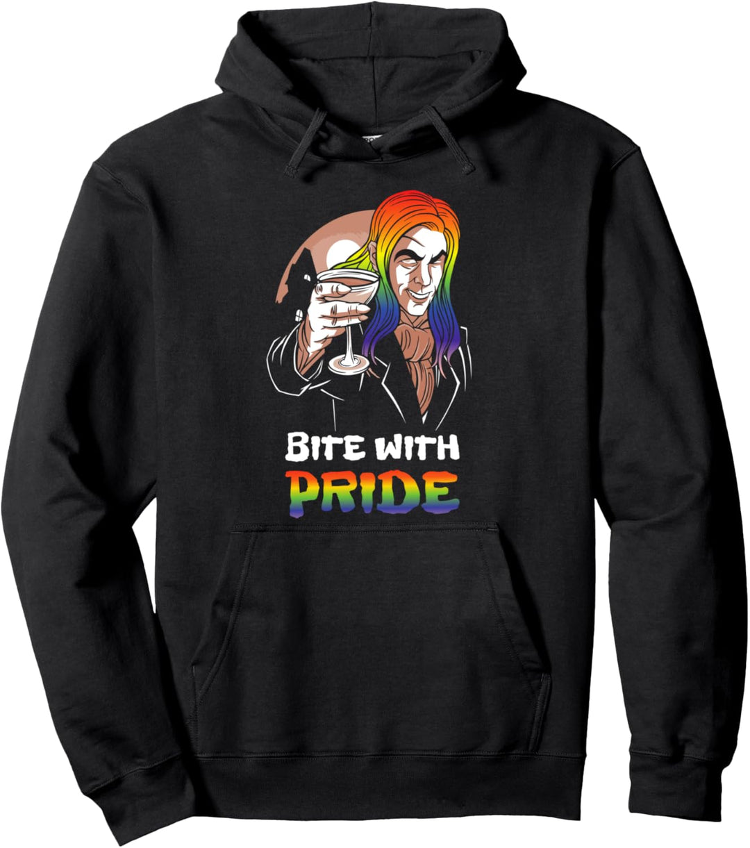 Halloween Vampir Gay Dracula Bite With Pride Pullover Hoodie
