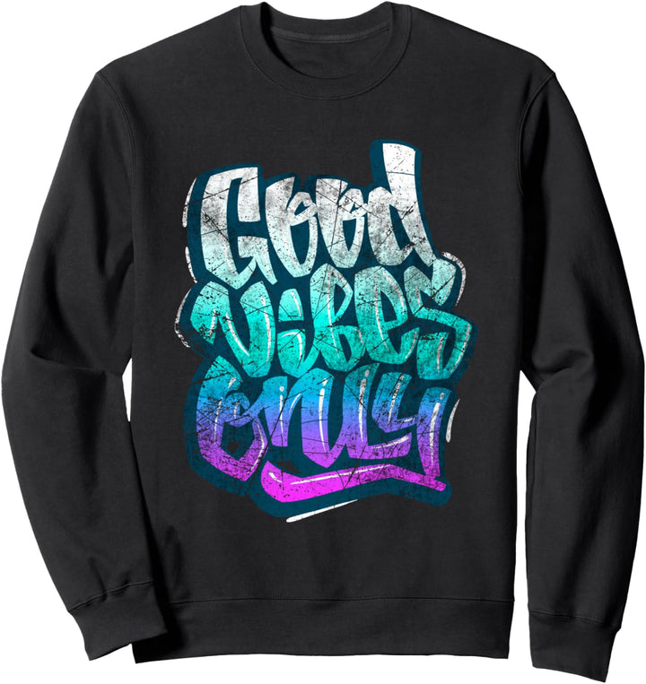 Cooles Vintage-Zitat "Good Vibes Only" mit kurzen Ärmeln Sweatshirt