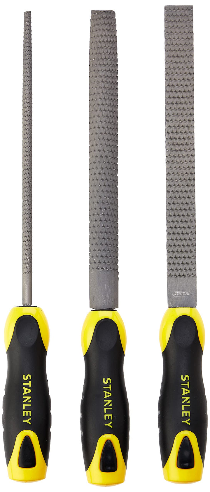 Stanley Holzraspel-Set (3 teilig, 200 mm Länge, flachstumpf/halbrund/rund mit Hieb 1, Karbon-Stahl)