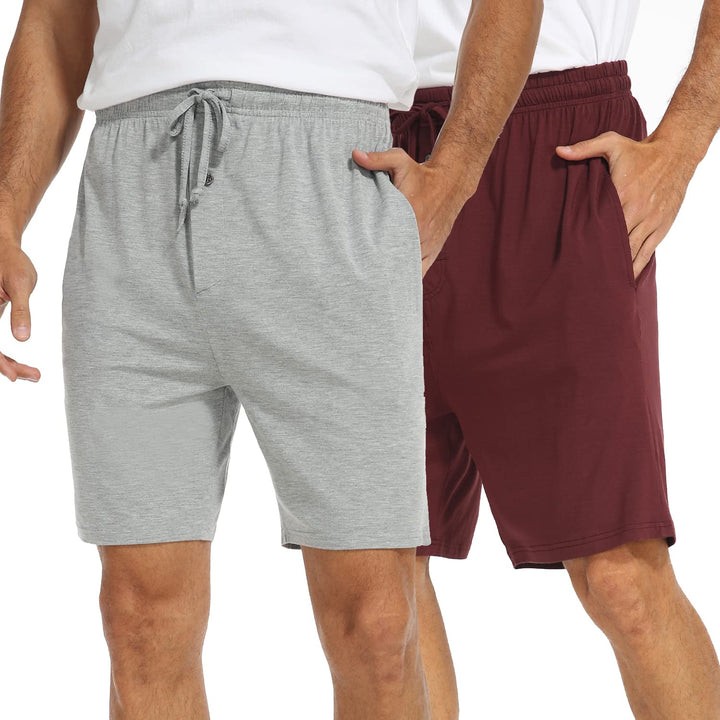 North Bund Herren Schlafanzughose Kurz Pyjamahose 2er Pack Schlafshorts Freizeithose Sommer Nachtwäs