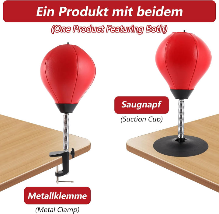 Boxsack für den Schreibtisch mit Tischklemme, Boxball mit Starken Saugnäpfen, Boxsack Stehend Kinder
