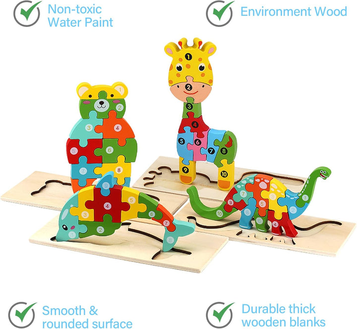 Holzpuzzle für Kleinkinder von 1-3 Jahren, Montessori-Spielzeug für Kinder ab 2 Jahren, lernendes pä