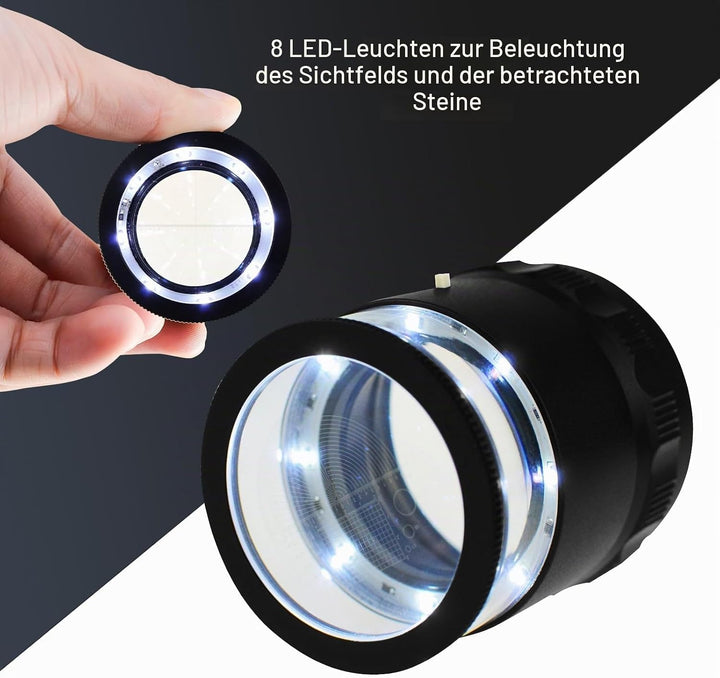10x Vergrösserung 25mm Lupe Loupe Austauschbare Absehen 0-20mm Skala + 25mm Sichtfeld mit LED-Licht