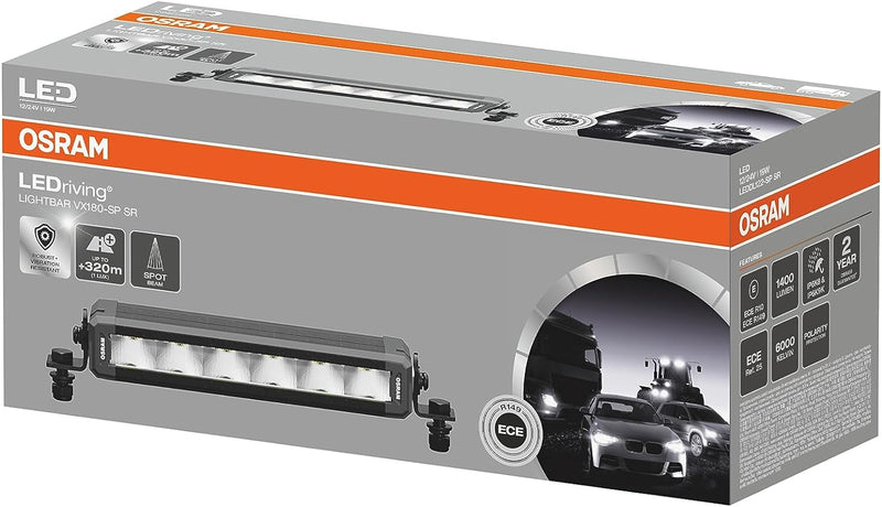 OSRAM LEDriving® Lightbar VX180-SP SR, LED Zusatzscheinwerfer für Fernlicht, spot, 6000K, 1400lm, Li