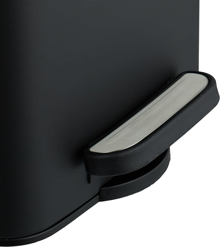 Relaxdays Kosmetikeimer, 8 L, Absenkautomatik, entnehmbarer Inneneimer, Metall, Bad Mülleimer, inkl.