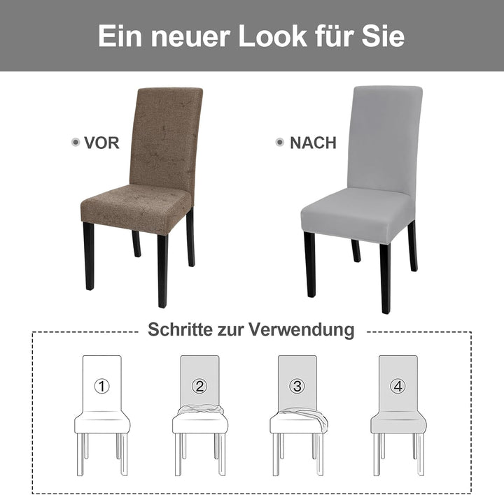Yugarlibi Stuhlhussen 6er Set Stretch Stuhlhussen Schwingstuhl Elastische Hussen Stuhlbezug Abnehmba