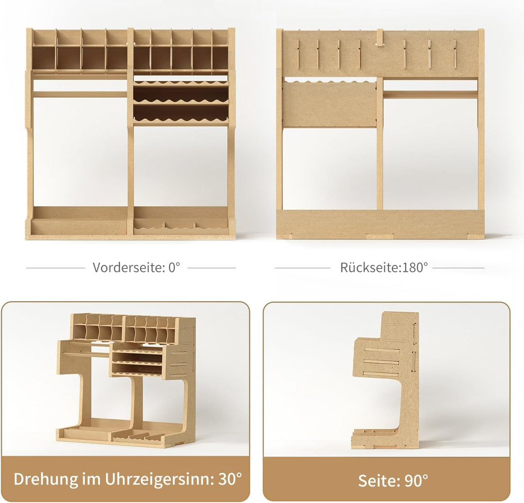 Bucasso Hölzern Modell Farbregal Organizer Farbständer, Bastel-Farbregal MDF-Material, Model Tools R