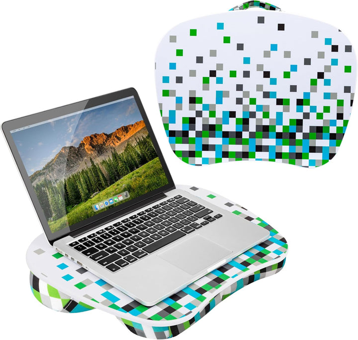 LAPGEAR MyStyle Tragbarer Schossschreibtisch mit Kissen, Pixel, passend für Laptops bis zu 39,6 cm (