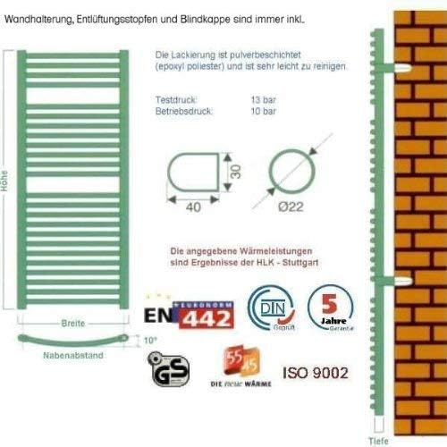 anapont Badheizkörper, Heizkörper, Weiss, gebogen, hochwertig, in verschiedenen Grössen erhältlich,