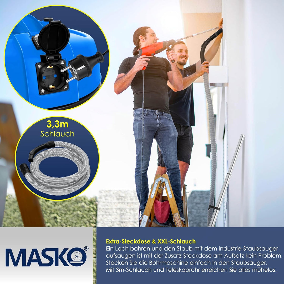 Masko® 6IN1 Industriestaubsauger Staubsauger Nass Trocken Sauger Aschesauger 2300W + Steckdose✓ Blas