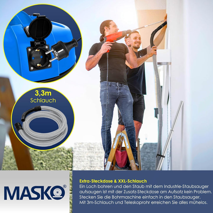 Masko® 6IN1 Industriestaubsauger Staubsauger Nass Trocken Sauger Aschesauger 2300W + Steckdose✓ Blas