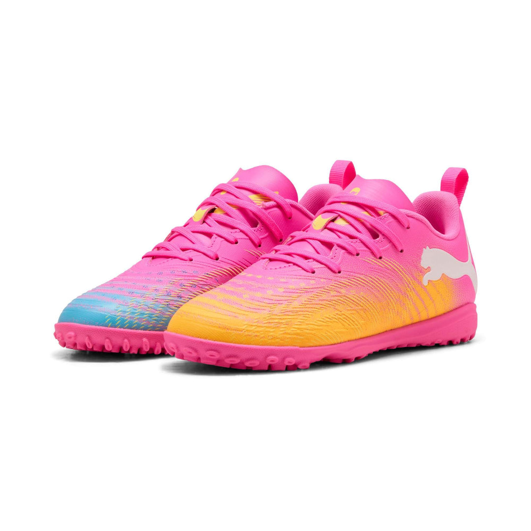 PUMA Unisex Kinder Future 9 Play Tt JrFussballschuh 38.5 EU 005 Poison Pink Sun Stream Bright Aqua P