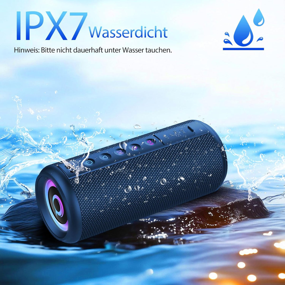 Bluetooth Lautsprecher, 2026 Musikbox Bluetooth 5.4 mit RGB Licht, Tragbare Bluetooth Box, Freisprec