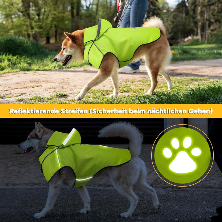 Regenmantel für Hunde - Reflektierender Hunderegenmantel, Wasserdicht, Verstellbare Regenjacken mit