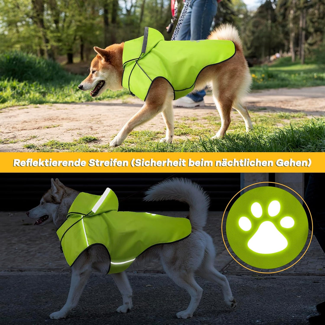 Hunde Regenmantel Kleine Hunde, Einstellbare Regenjacke Hund DQGHQME Hunderegenmantel 100% Wasserdic