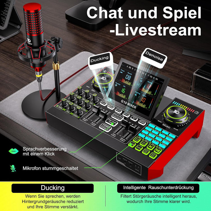 G10 Podcast Mikrofon Set mit 3,5mm Kondensatormikrofon P17