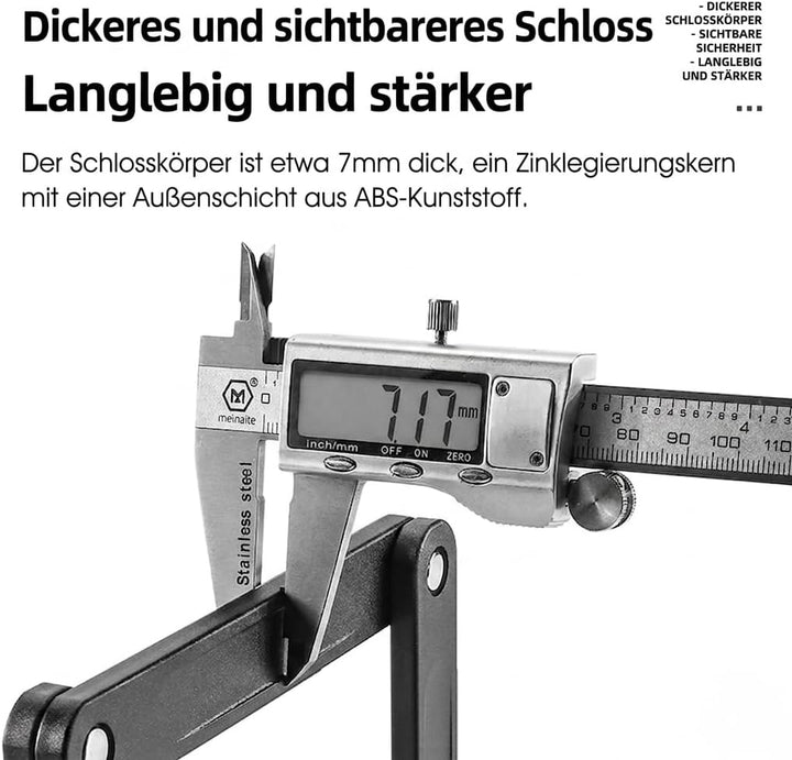 Faltschloss Fahrradschloss – 87cm Gehärteter Stahl – Inkl. Halterung &amp; 2 Schlüsseln – Kompakt, Leich