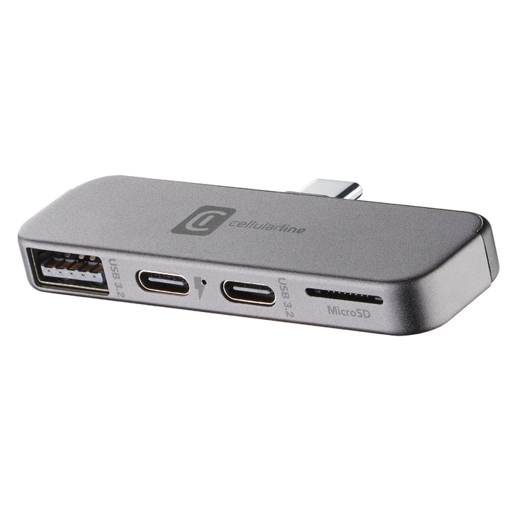 Cellularline Smartphone HUB – USB-C-Adapter mit 4 Anschlüssen (USB, 2X USB-C, Micro SD), Kompatibel