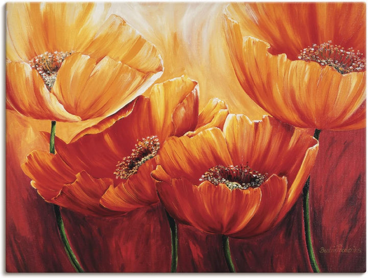 ARTland Leinwandbilder Wandbild Bild auf Leinwand 60 x 45 cm Botanik Blumen Mohnblume Malerei Orange