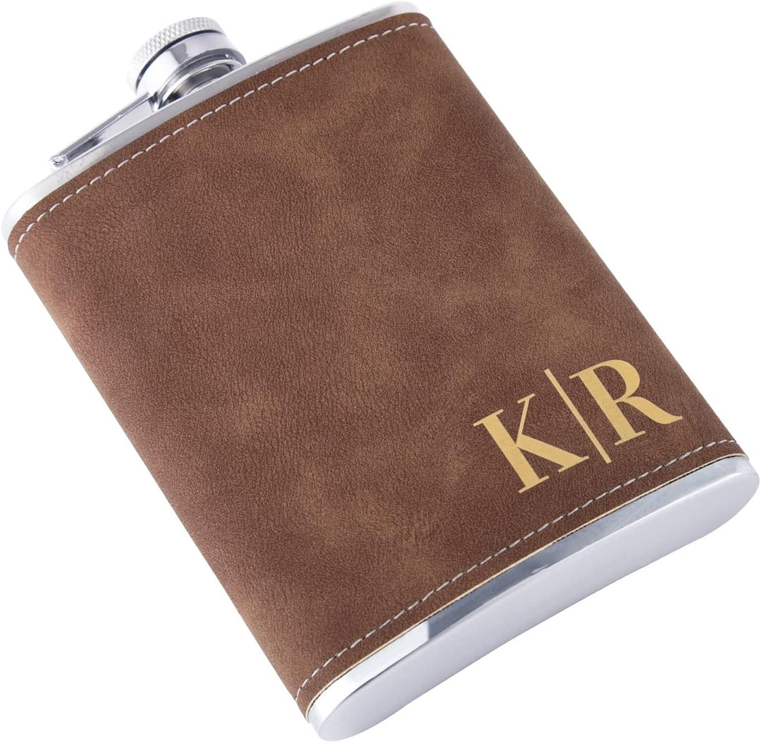 Flachmann Edelstahl Set mit Gravur, Personalisiertes Flachmann 8oz/237ml für Jäger, Golfer, Bräutiga