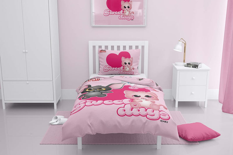 NICI Glubschis: Das Original – Bettwäsche Wendebettwäsche Set 2-teilig, 135x200 cm + 80x80 cm, Sweet